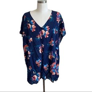 Torrid FLORAL‎ CHALLIS BUTTON FIT and FLARE BLOUSE women’s size 6X